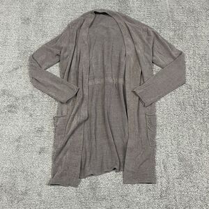 Barefoot Dreams Cozychic Lite Cardigan Womens Large Pockets Tan Brown Back Tie